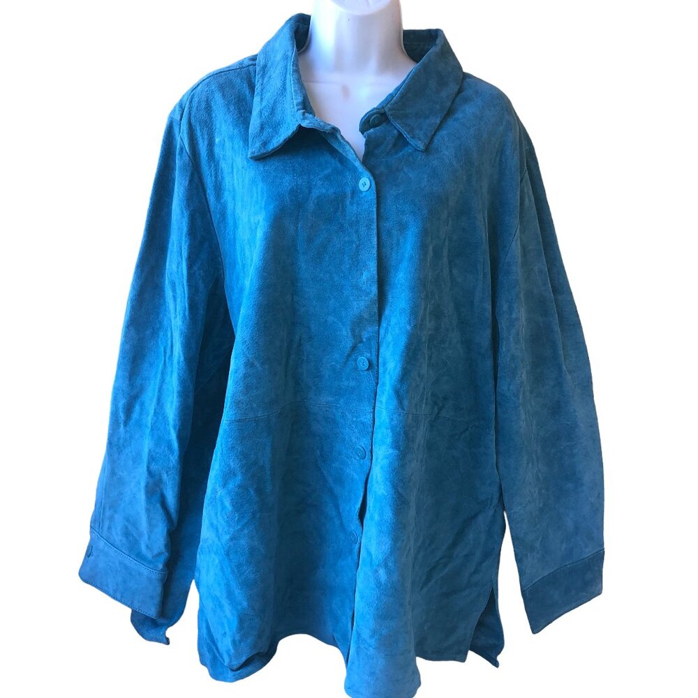 Territories Suede Leather Shirt Jacket Shacket Womens 2X New